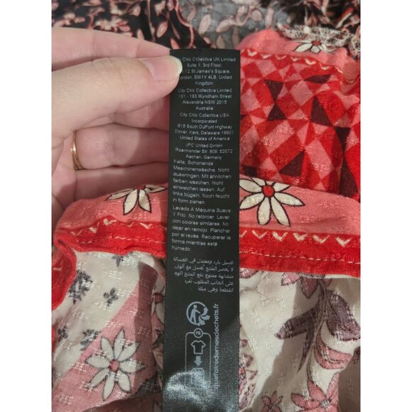 City Chic Floral Long Sleeve Maxi Dress Size 16 Boho Tiered Whimsical Flowy Date - Picture 9 of 10